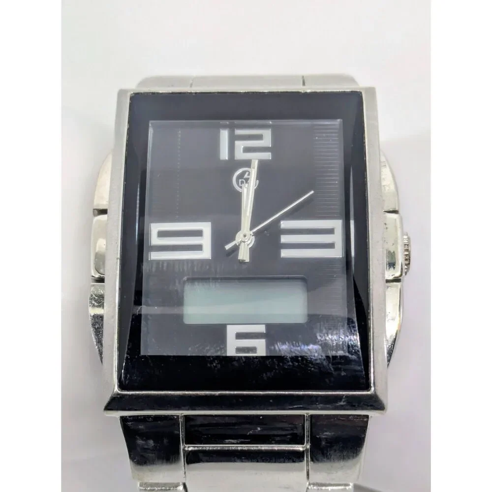 Men's Vintage George silver stainless steel Analog Digital Watch (Needs Battery)